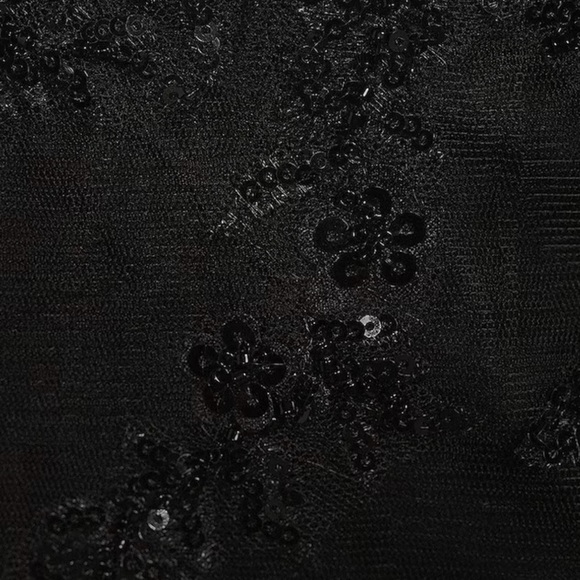 Gianni Bini Black Mermaid Beaded Applique Lace Back Prom Dress or Gown Sz 3 - Picture 5 of 5